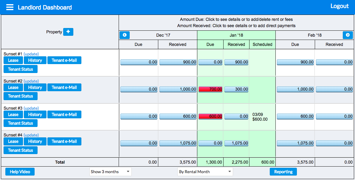 Landlord Software Dashboard - Easy to collect rent online