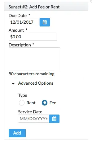 Collect Rent Online - Add One Time Fee