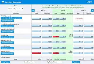 Collect Rent Online - Multi Unit Dashboard