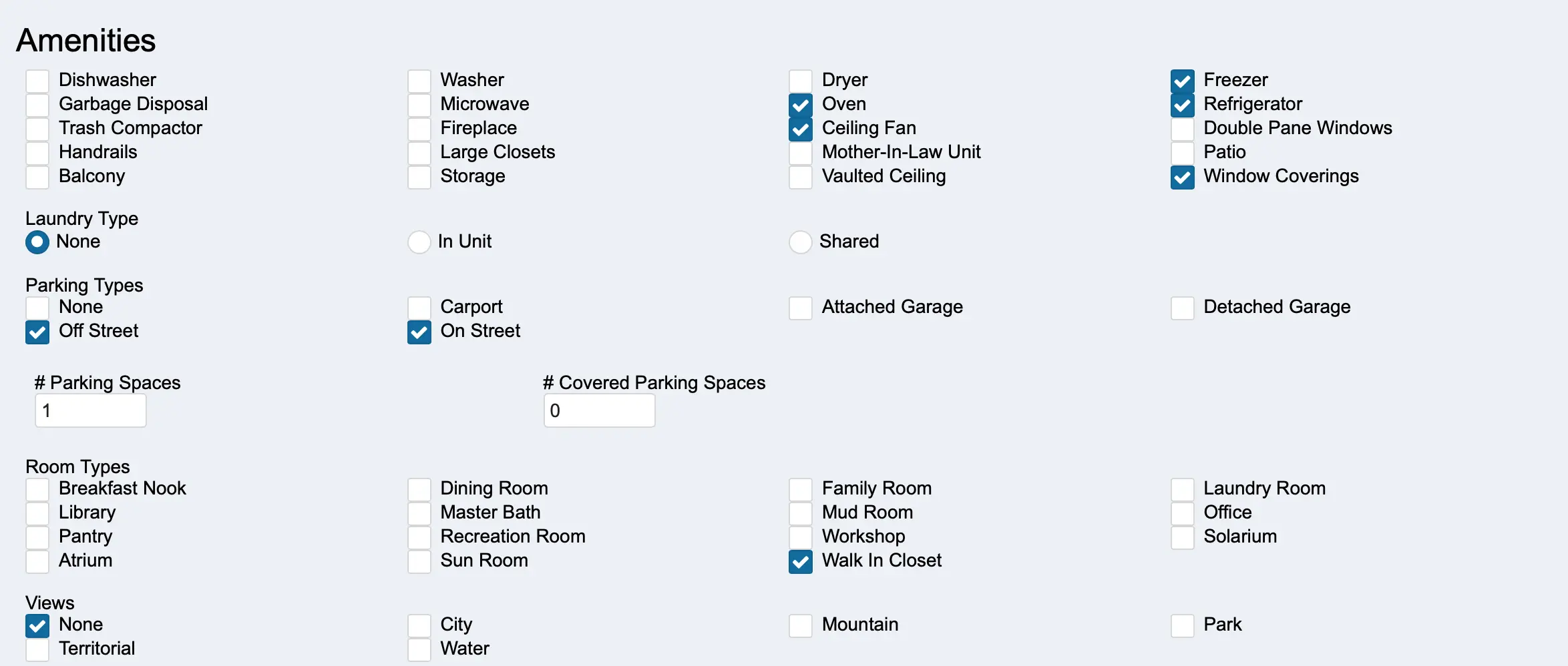 Landlord Software - Amenities at the rental property
