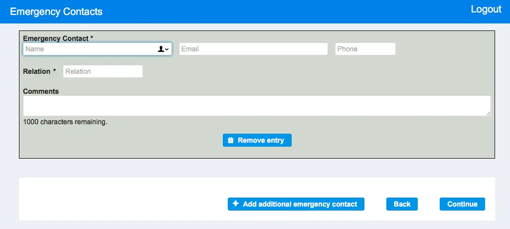 Online Rental Application - Emergency Contacts