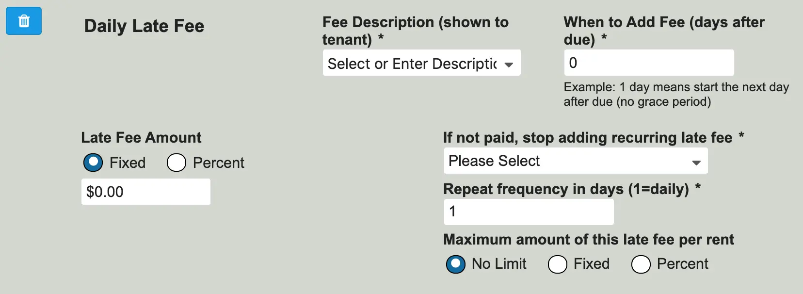 Collect Rent Online - Daily Late Fees when Paying Rent Late