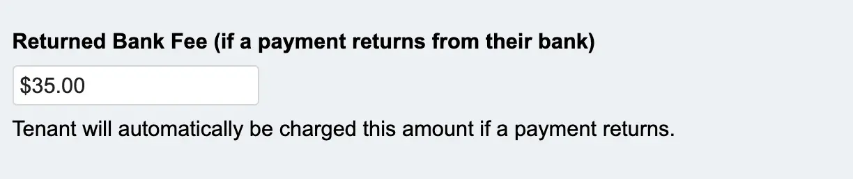 Collect Rent Online - Return Fee when paying with bank account